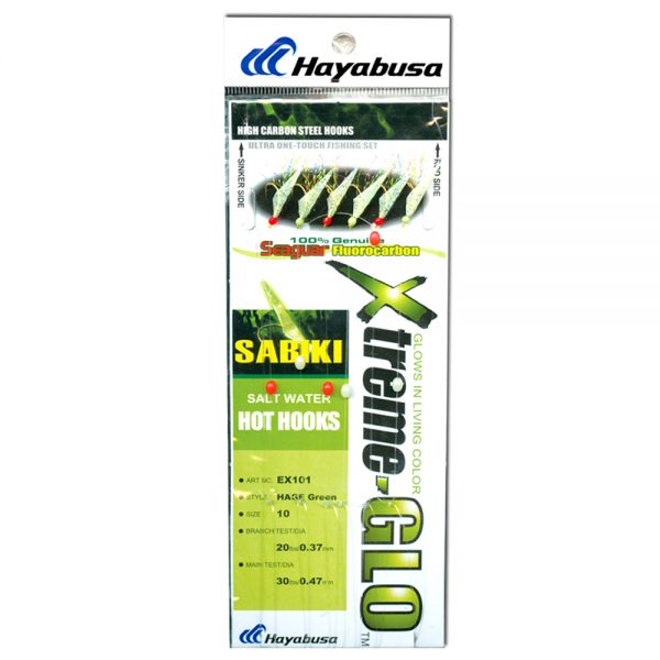 Sabiki® EX101 - Hage Green Fish Skin - Glow Finish - Hayabusa Fishing USA